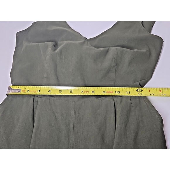 NEW LUCKY BRAND LINEN BLEND BROWN WIDE LEG TIE BACK CAPRI CROPPED JUMPSUIT XS - Picture 7 of 14